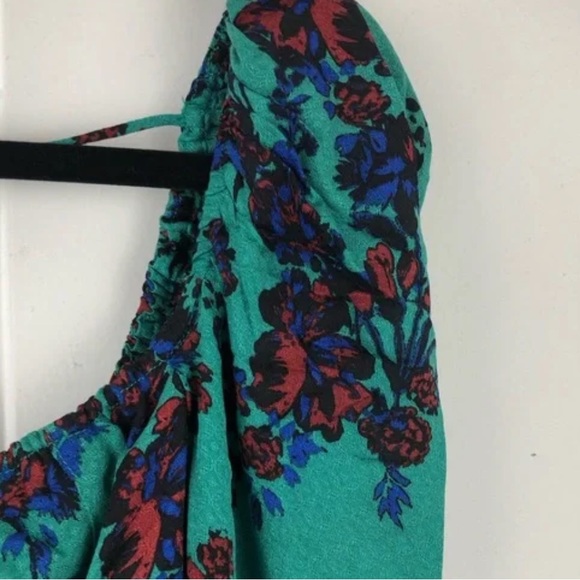 NWT Free People Hilary Print Keyhole Neck Top Green Floral Combo Medium - Picture 10 of 15
